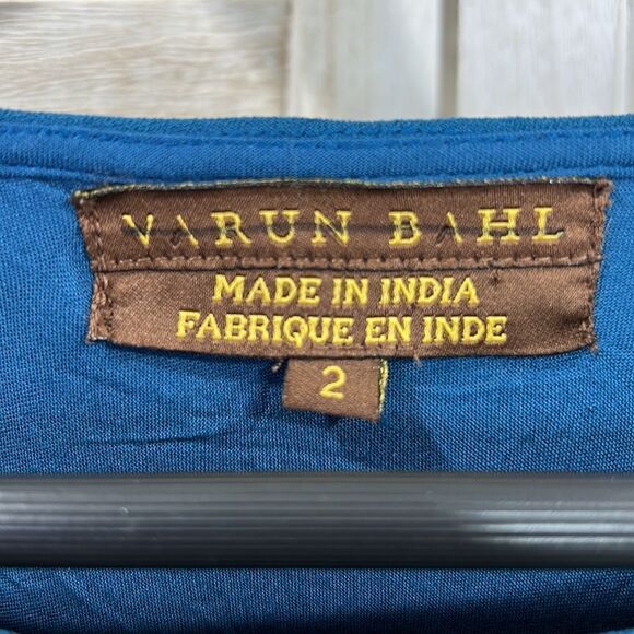 Anthropologie Varun Bahl Teal Hydrangea Swing Dress 2 - Picture 7 of 12